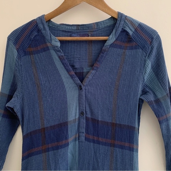 Prana Sugar Pine Plaid Gauze Dress Large Blue - Picture 3 of 6